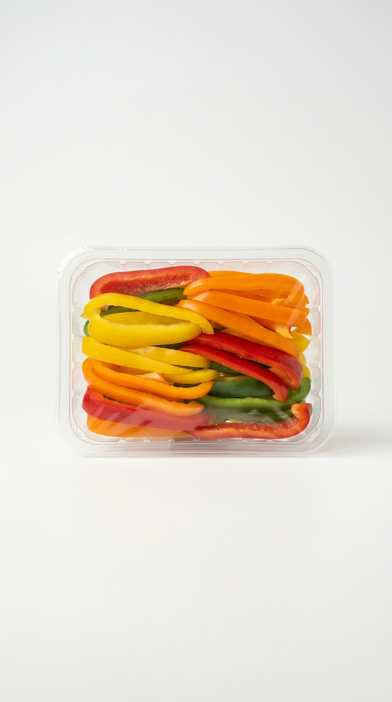 Sliced Tricolor Bell Peppers Clear Pack