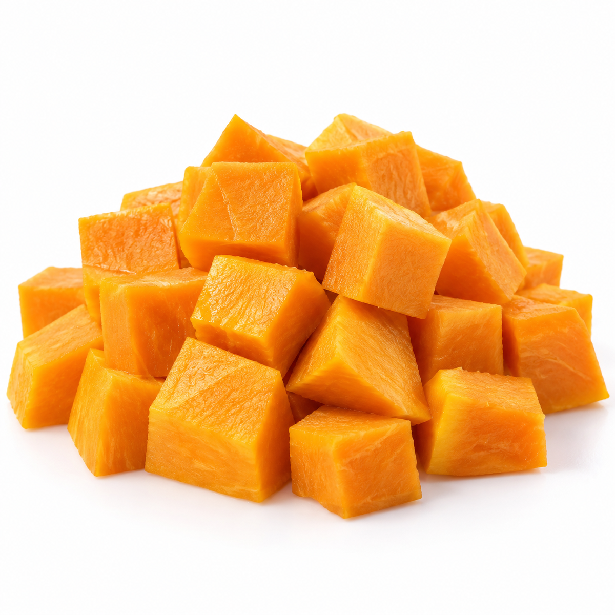 ಕತ್ತರಿಸಿದ ಸಿಹಿ ಕುಂಬಳಕಾಯಿ — Fresh-cut Sweet Pumpkin on a white background